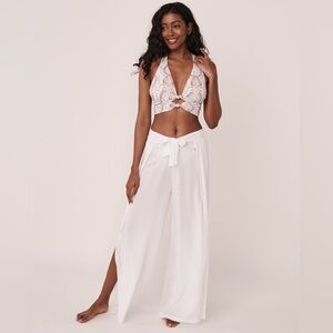 La Vie En Rose White Wide-Leg Pants